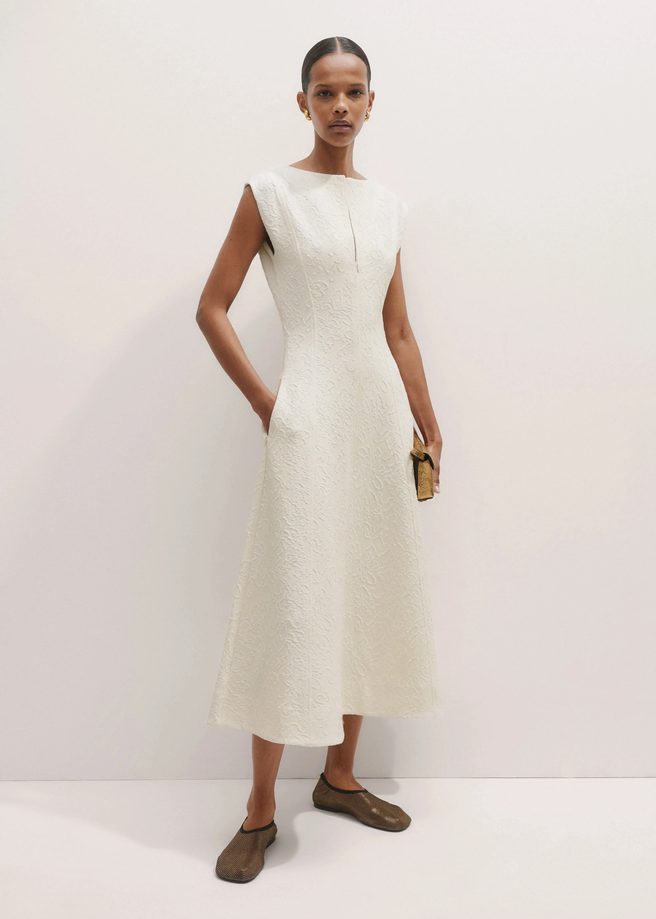 Floral Jacquard Midi Dress Jacquard Stretch Jersey | ME+EM US