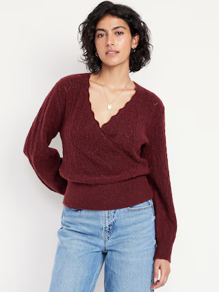 Wool-Blend Wrap-Front Sweater | Old Navy (US)