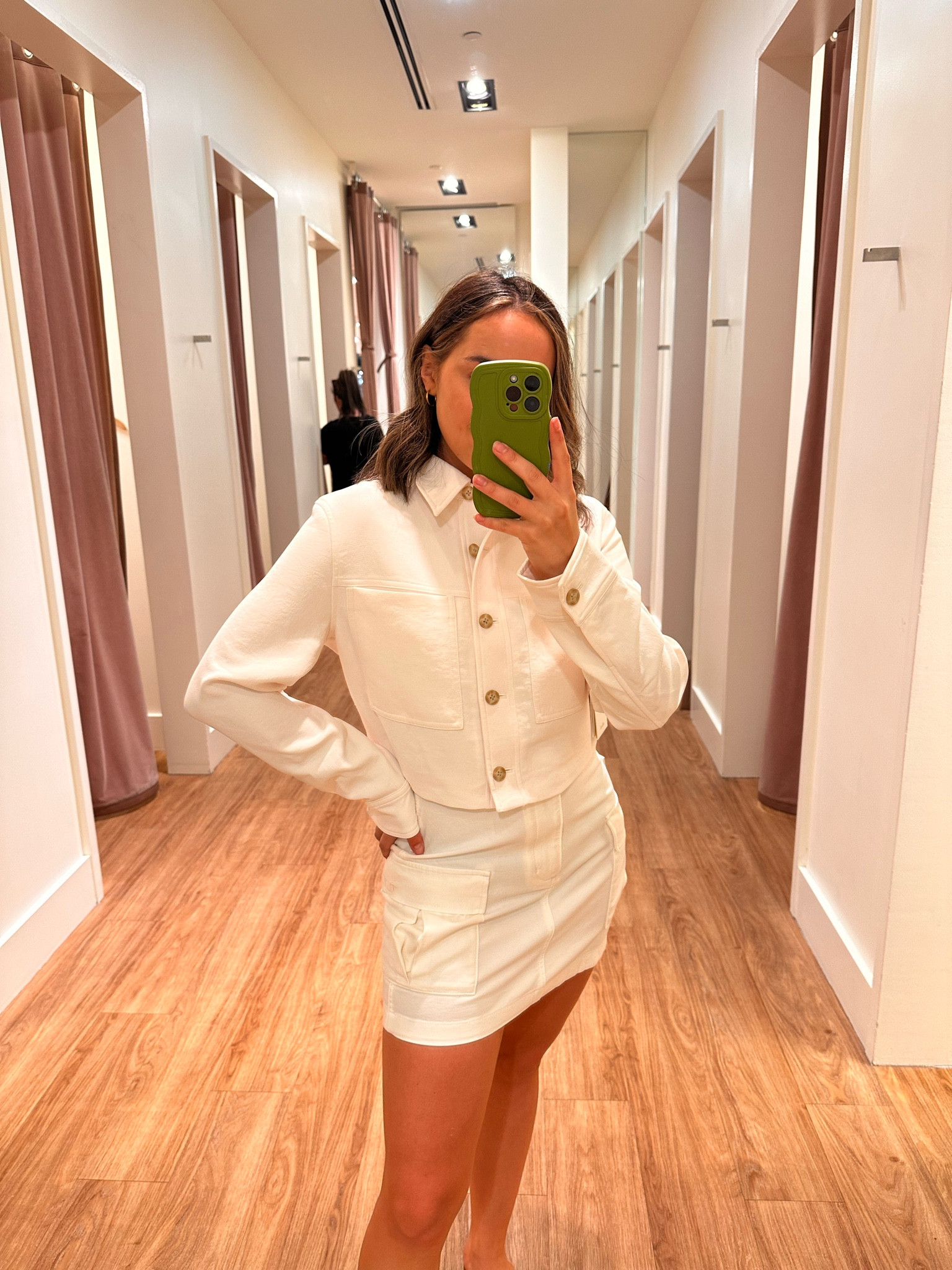 This little cropped jacket is in a crepe material and so cute buttoned up as a shirt or worn as a jacket. I paired it with a cargo mini skirt. 

#LTKcanada #LTKworkwear #LTKstyletip