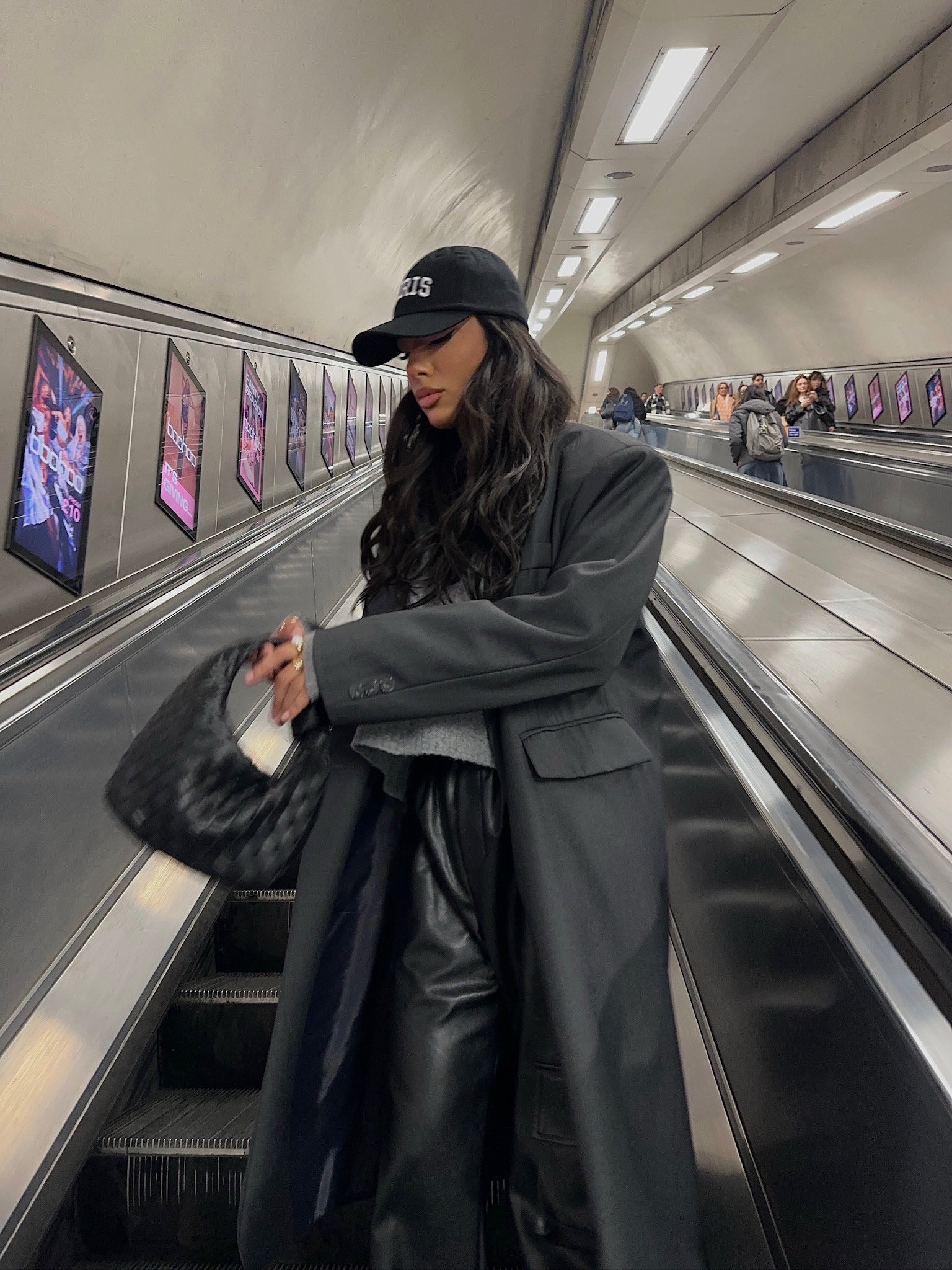 Monochrome outfit, black cap, 4th and reckless, black faux leather trousers, blazer coat, woven bag, winter outfit, warm outfit 

#LTKstyletip #LTKeurope #LTKSeasonal