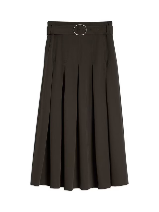Albaray Pleated Midi Skirt, Chocolate | John Lewis (UK)