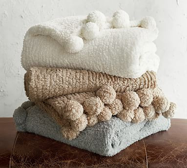 Cozy Pom Pom Sherpa Throws | Pottery Barn (US)