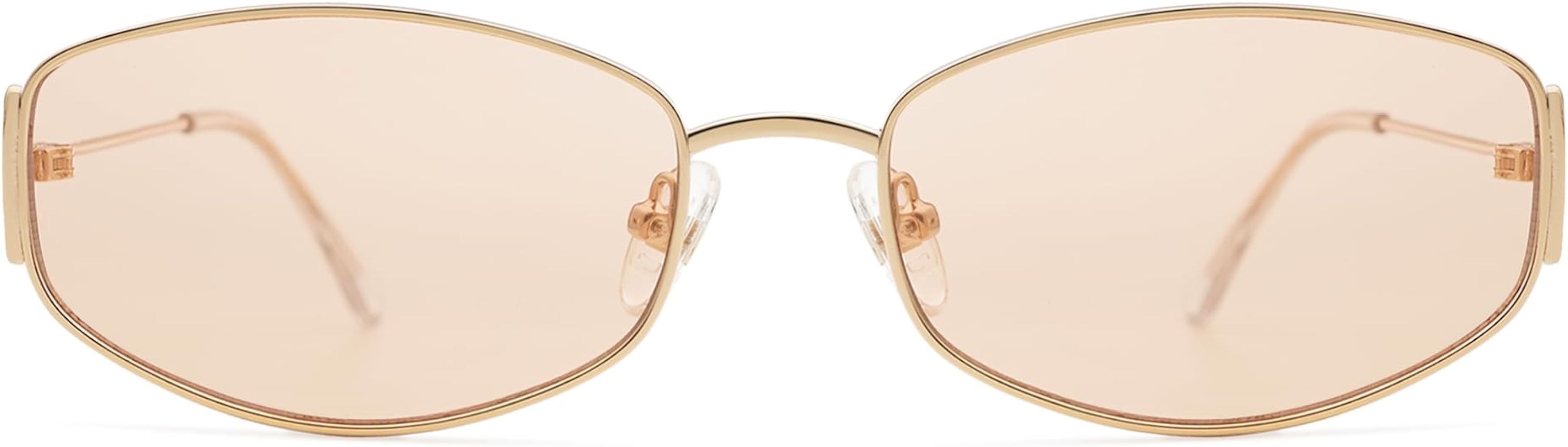 Retro Oval Sunglasses For Women Men Hexagonal Rectangle Metal Frame Sun Glasses AP3625 | Amazon (US)