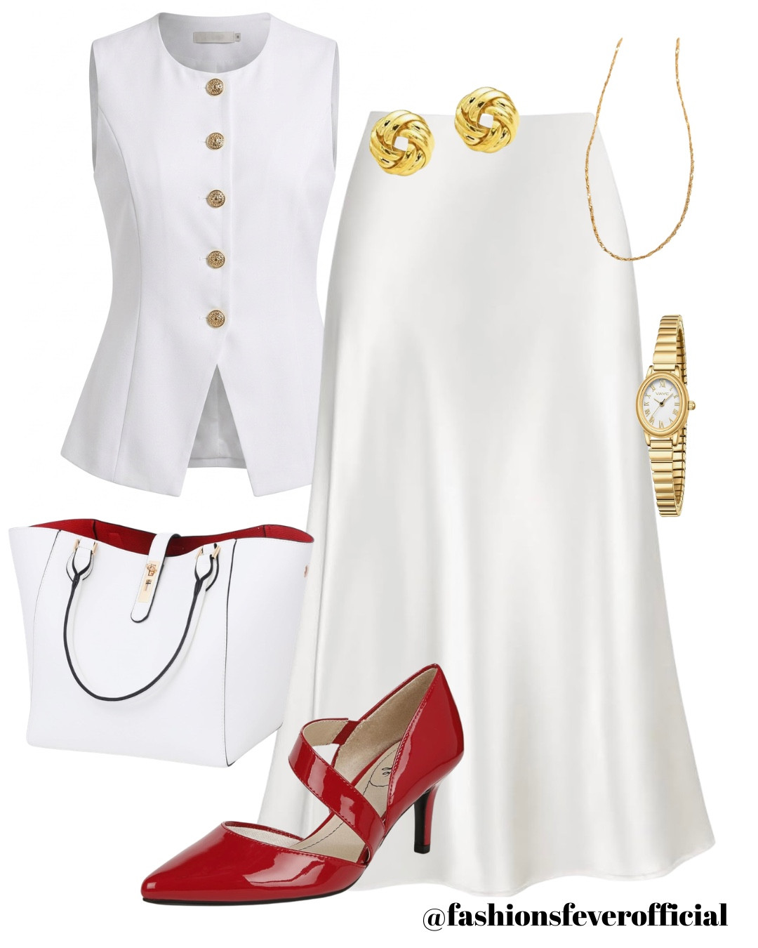 Minimalist Chic: The All-White Summer Power Suit
Elevate your 9-to-5 wardrobe with this crisp, monochromatic office look. This structured white vest with gold button detailing pairs perfectly with a flowing midi skirt for a feminine yet professional aesthetic. The pop of cherry red in the heels adds just the right amount of personality to a classic "Old Money" style.
Shop the Look:
• Top: Tailored button-down vest in ivory/white.
• Bottom: Satin or crepe A-line midi skirt for effortless movement.
• Shoes: Red pointed-toe pumps (the "unexpected red" theory in action!).
• Accessories: Structured white tote and chunky gold statement earrings.
Occasions: Corporate meetings, professional luncheons, or chic city office days.
Style Tip: Stick to gold hardware to keep the warmth consistent throughout the look.

If your office has a stricter dress code or the AC is blasting, you don't have to sacrifice the aesthetic, layer with the blazer or a shirt underneath.

#WorkwearStyle #QuietLuxury #SummerOfficeOutfit #MinimalistFashion #CorporateChic #OldMoneyAesthetic #LTKworkwear #SpringFashion2026 #LTKStyletip

#LTKootd #LTKWorkwear #LTKSeasonal
