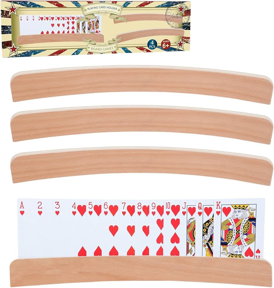GOTHINK Set of 4 - Wood Curved Playing Card Holder for Kids Adult Seniors Solid Wood Cards Holder... | Amazon (US)