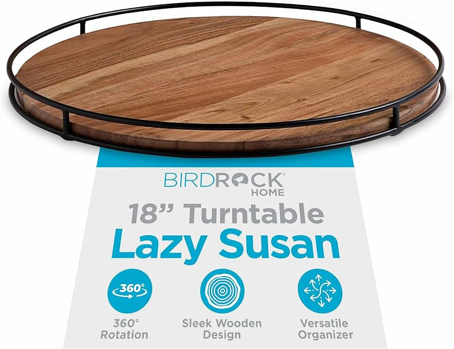 BIRDROCK HOME Wooden Lazy Susan Turntable - Countertop, Cabinet, and Table Organizer, Smooth Rota... | Amazon (US)