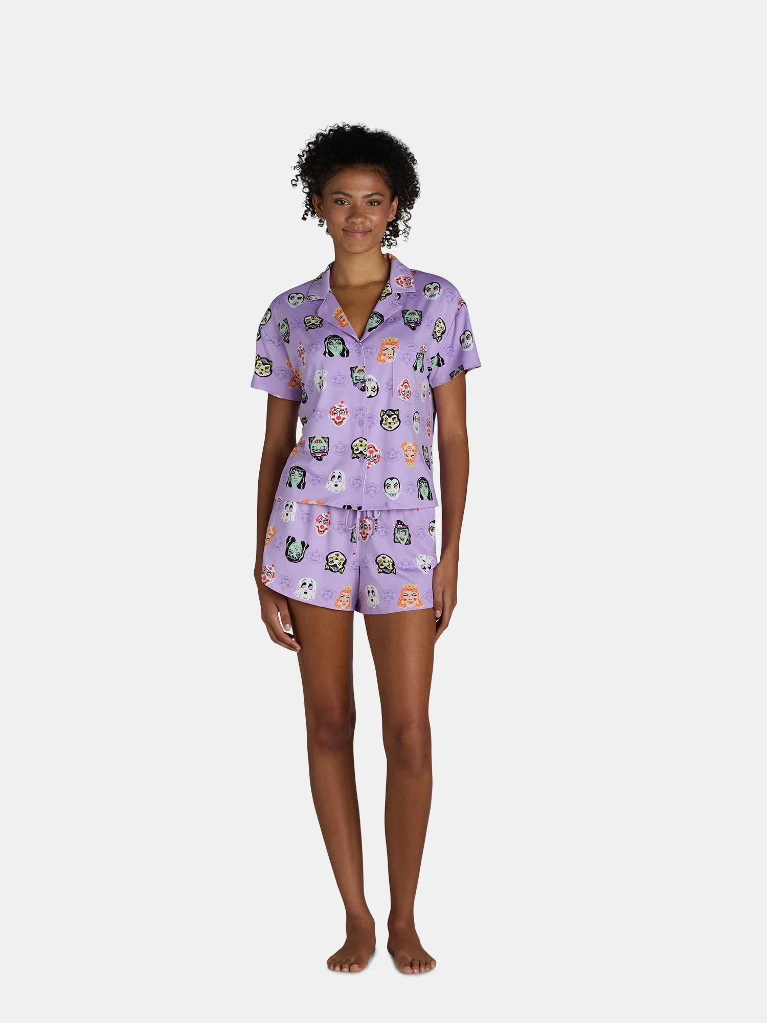 Halloween Women’s Monster Print Shorty Pajama Set from Way to Celebrate, 2-Piece, Sizes XS-3X | Walmart (US)