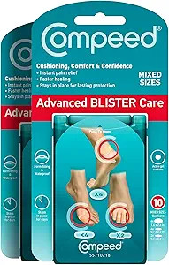 Compeed Advanced Blister Care 10 Count Mixed Sizes Pads (2 Packs), Hydrocolloid Bandages, Heel Bl... | Amazon (US)