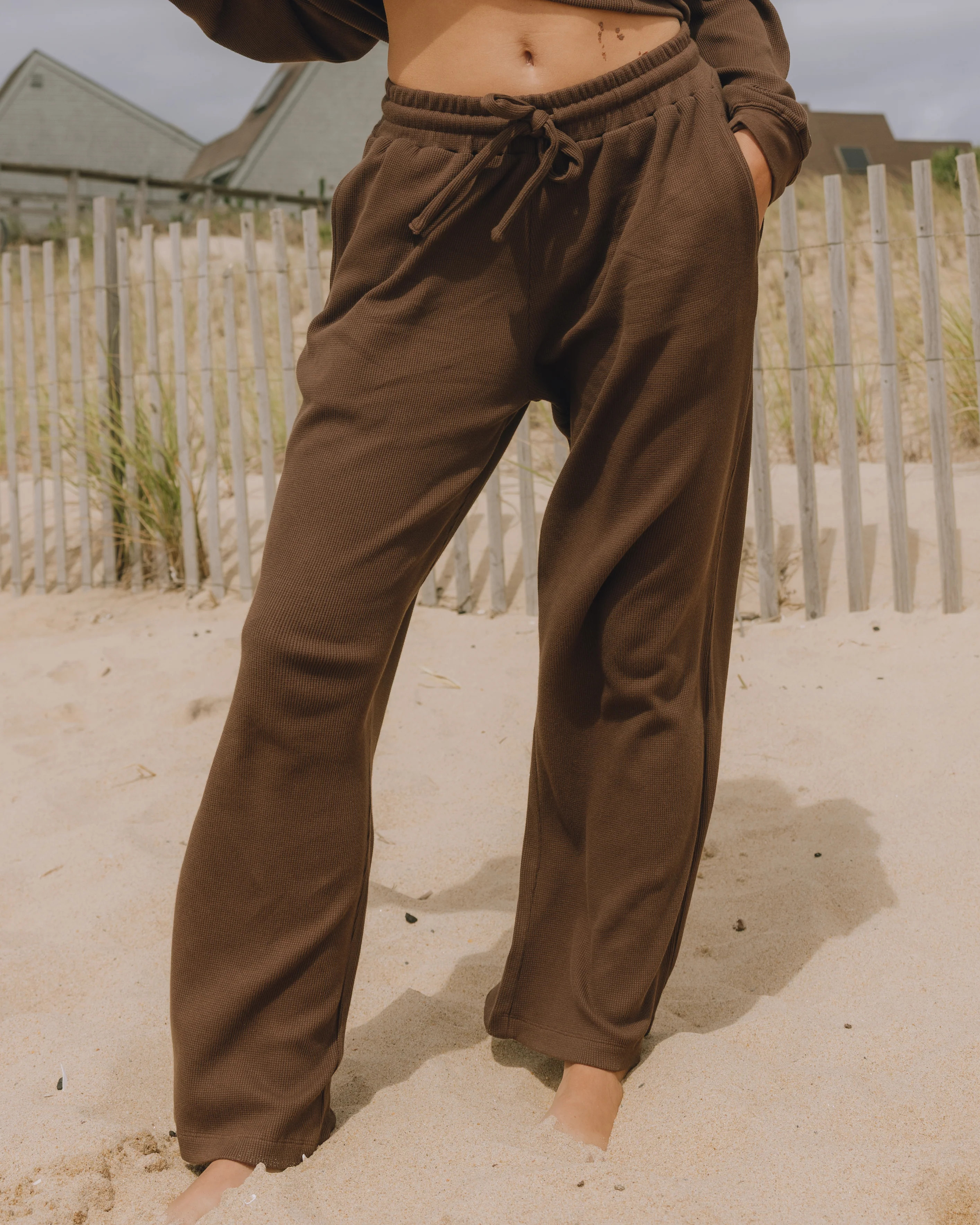 Thermal Resort Pants - Coco with Monochrome Patch | Daily Drills LLC