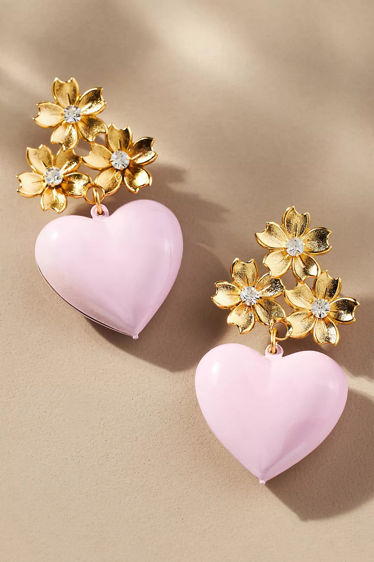 The Pink Reef Floral Heart Earrings | Anthropologie (US)