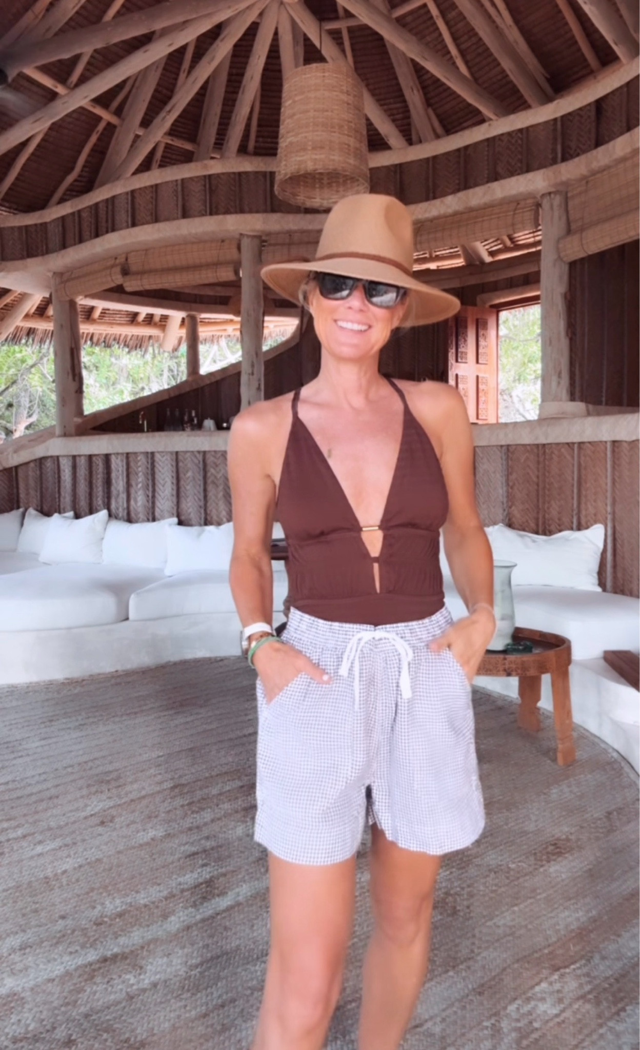This brown swim is the quintessential summer basic! 
Swim: small
Shorts: xs

#LTKTravel #LTKSwim #LTKOver40