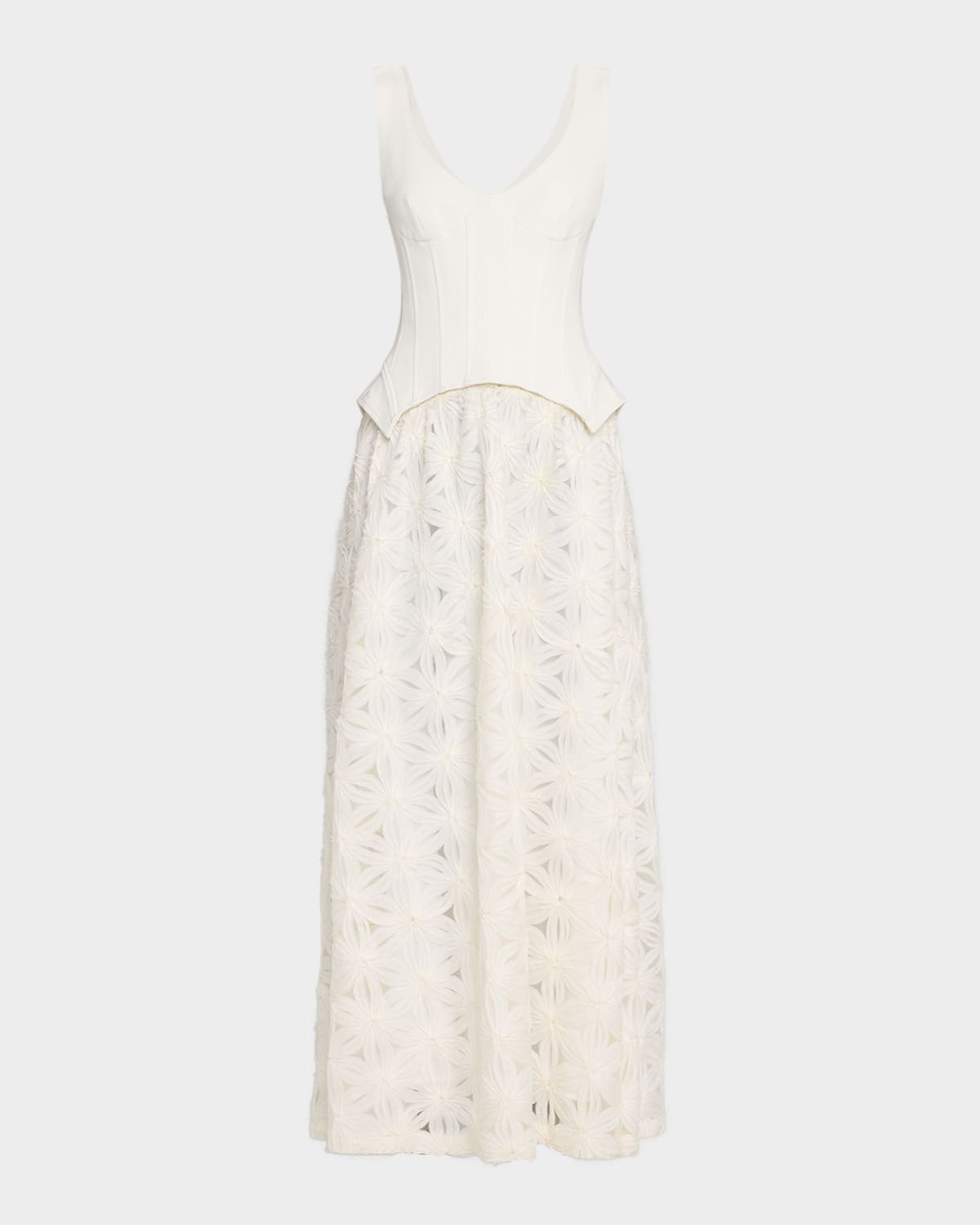 Bryony Sleeveless Corset Lace Midi Dress | Neiman Marcus