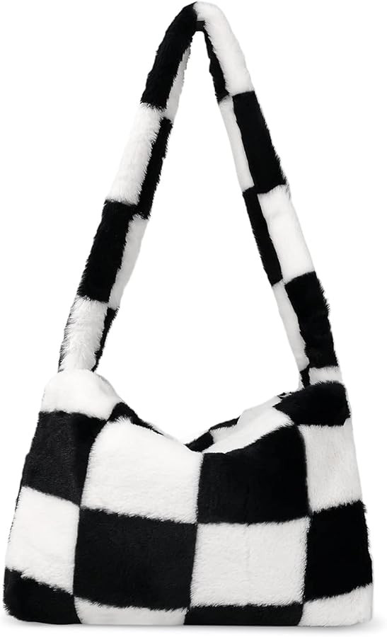 Fuzzy Tote Bag Y2K Fluffy Shoulder Bag Women Furry Purse Large Cute Plush Bag Ladies Faux Fur Bag... | Amazon (US)
