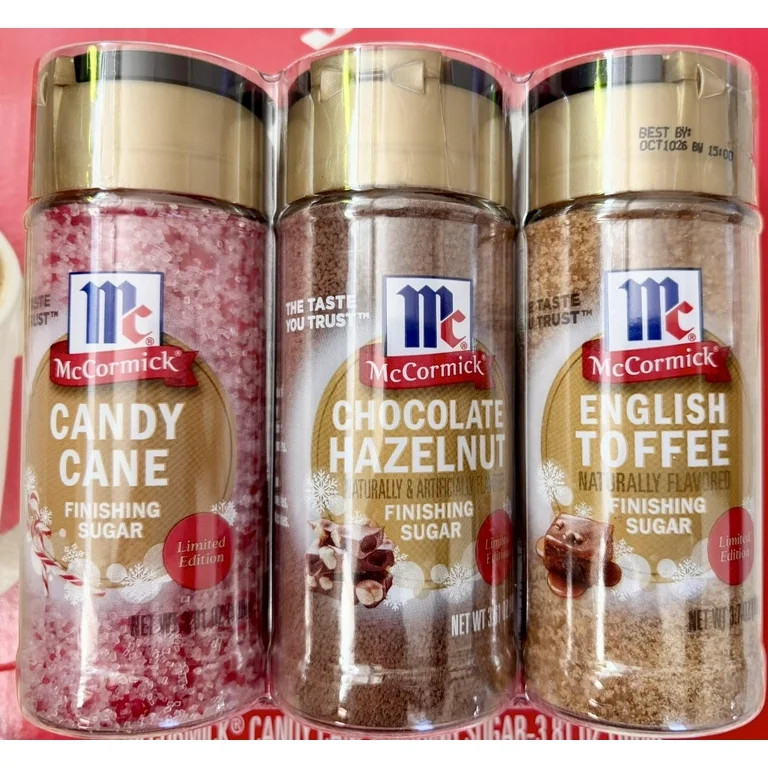McCormick Finishing Sugar 3 Pack Variety - Chocolate Hazelnut, English Toffee, Candy Cane | Walmart (US)