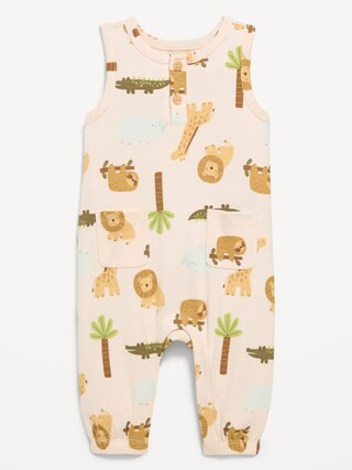 Printed Sleeveless Henley One-Piece Romper for Baby | Old Navy (US)