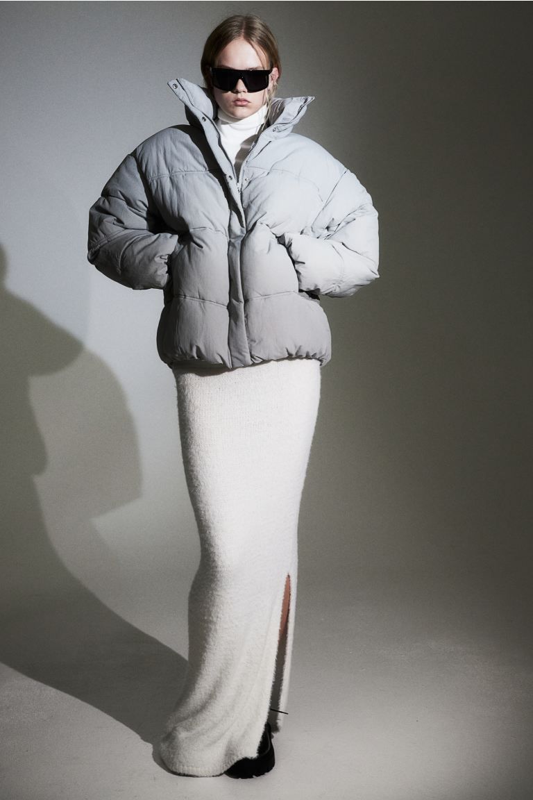 Quilted Puffer Jacket - Light gray - Ladies | H&M US | H&M (US + CA)
