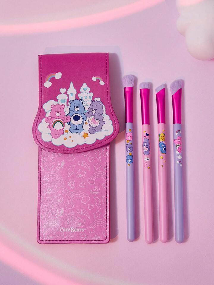 SHEIN X Care Bears 4pcs/set Heart-shaped Bear Eye Makeup Brushes Black Friday | SHEIN