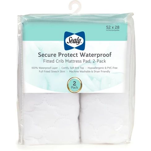 Sealy Secure Protect Waterproof Crib & Toddler Mattress Pads - 2pk | Target