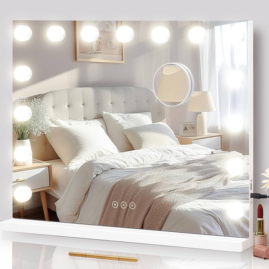 Vanity Mirror with Lights Lighted Makeup Mirror with 15 Dimmable LED Bulbs,3 Color Lighting Modes... | Amazon (US)