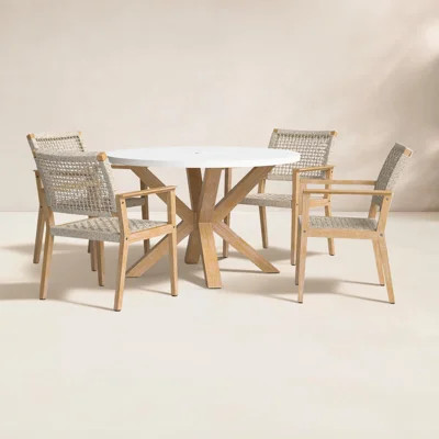 Townsend 5 Pc. Round Eucalyptus Dining Set With Rope Chairs | Wayfair North America