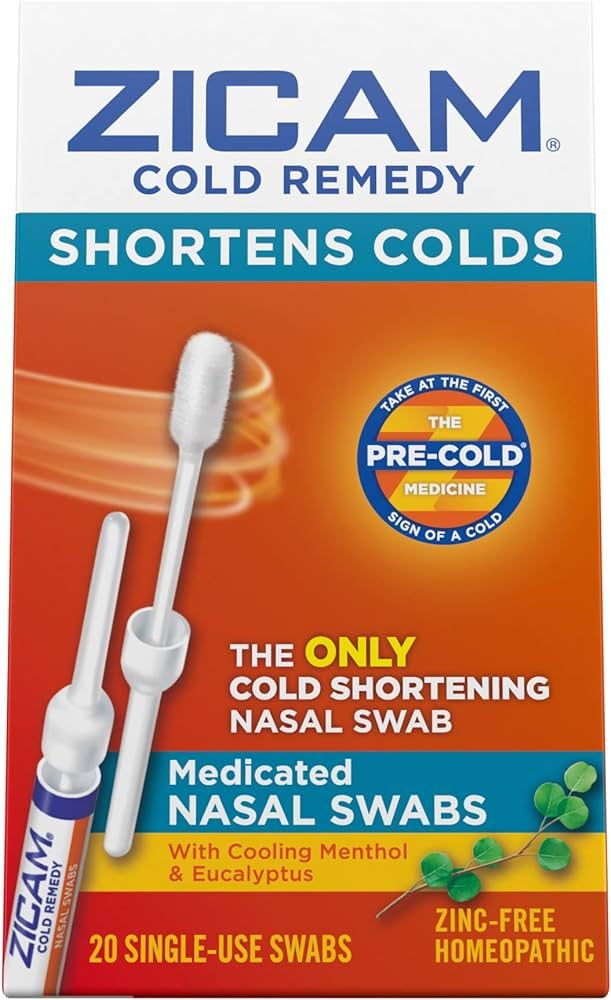Zicam Cold Remedy Cold Shortening Medicated Nasal Swabs Zinc-Free 20ct | Amazon (US)