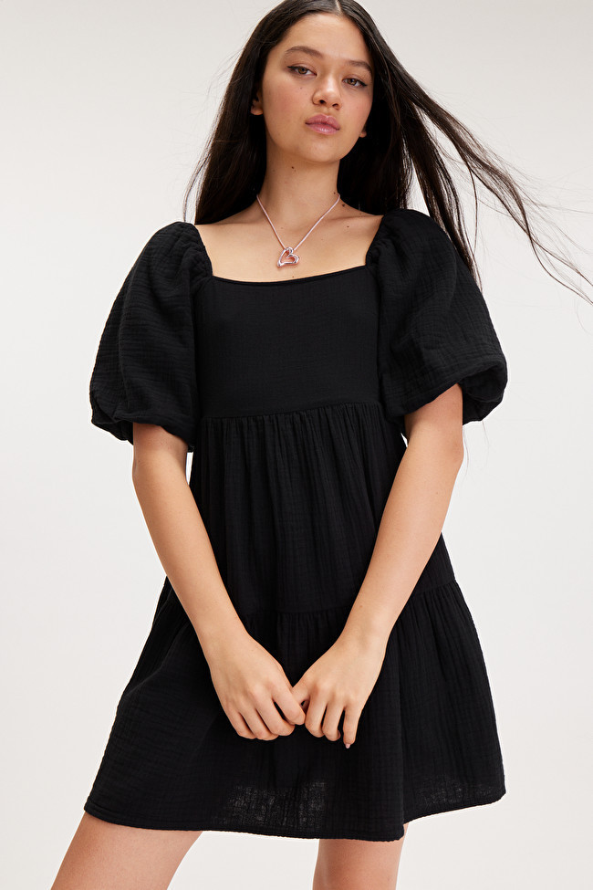 Puffy Cotton Babydoll Dress | Monki