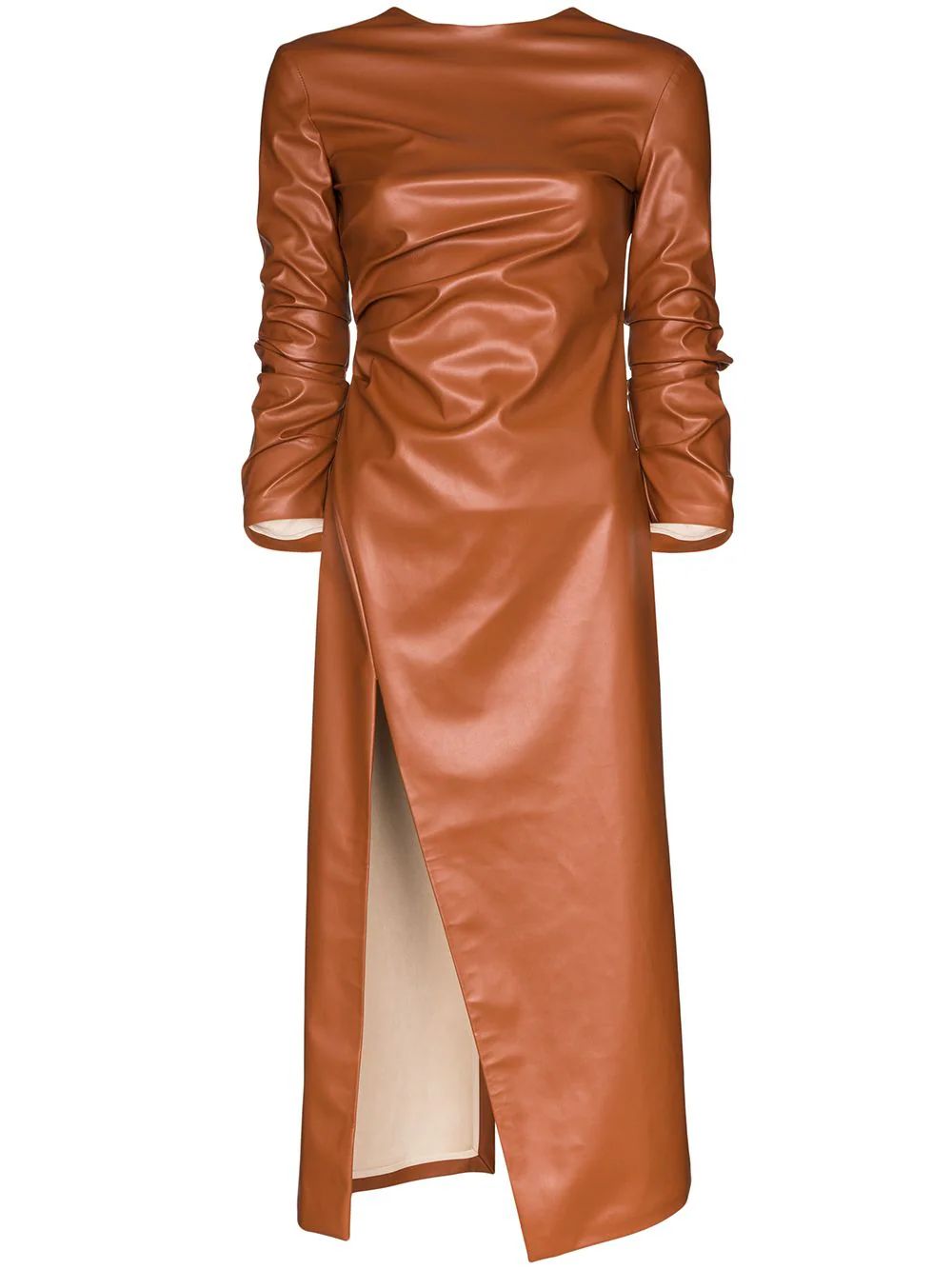 faux leather midi dress | Farfetch (US)