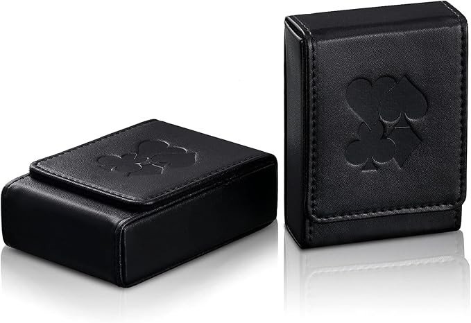 2 Pcs Single Deck Leather Playing Card Case Holder Black Playing Card Box Protector Poker Case Fi... | Amazon (US)