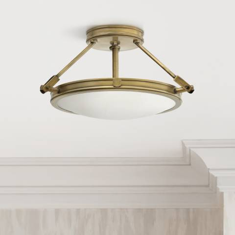 Hinkley Collier 16 1/2" Semi-Flush Mount Heritage Brass Ceiling Light - #8G749 | Lamps Plus | Lamps Plus