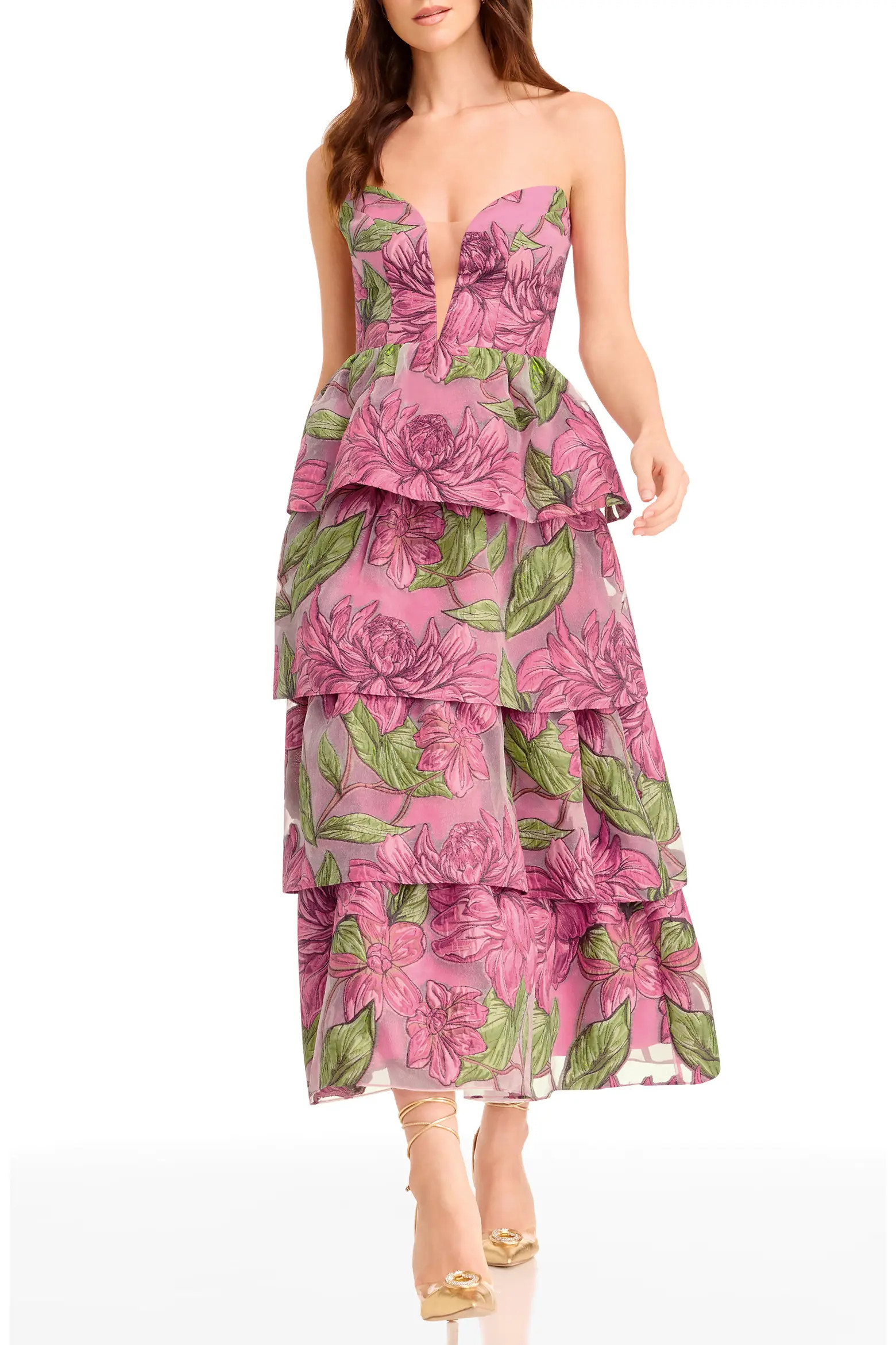 Savannah Floral Strapless Tiered Gown (Women) | Nordstrom | Nordstrom
