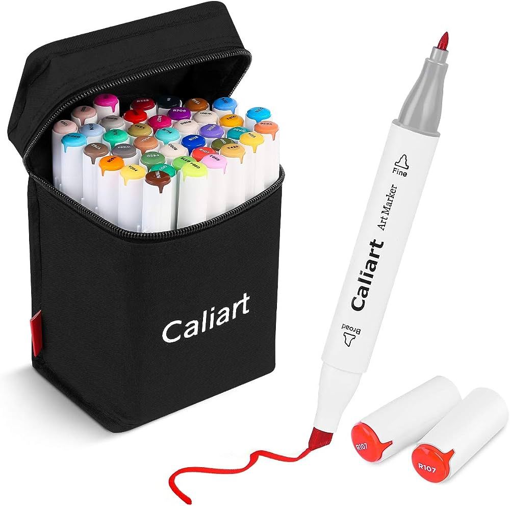 Caliart 41 Colors Dual Tip Art Markers Permanent Alcohol Based Markers Colored Artist Drawing Mar... | Amazon (US)
