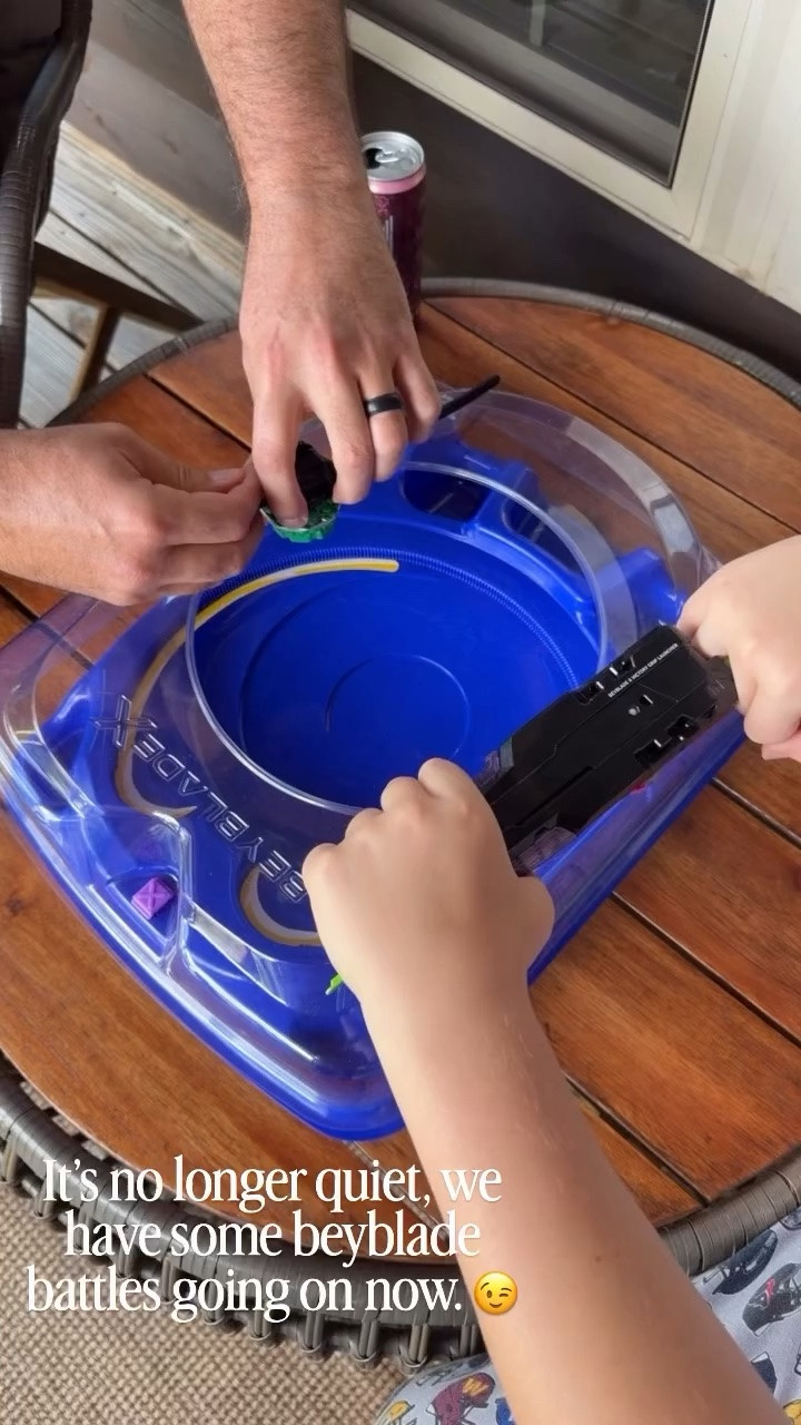 It’s no longer quiet, we have some beyblade battles going on now. 😉