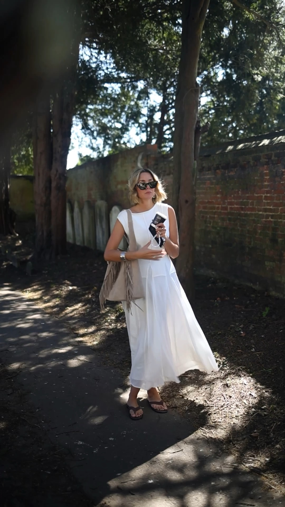 Mint Velvet A D 
White dress
Knitted dress
Suede bag 
Suede shoes 
Suede fringed bag 
Silver jewellery 
Spring outfit 

#LTKsummer #LTKspring #LTKuk