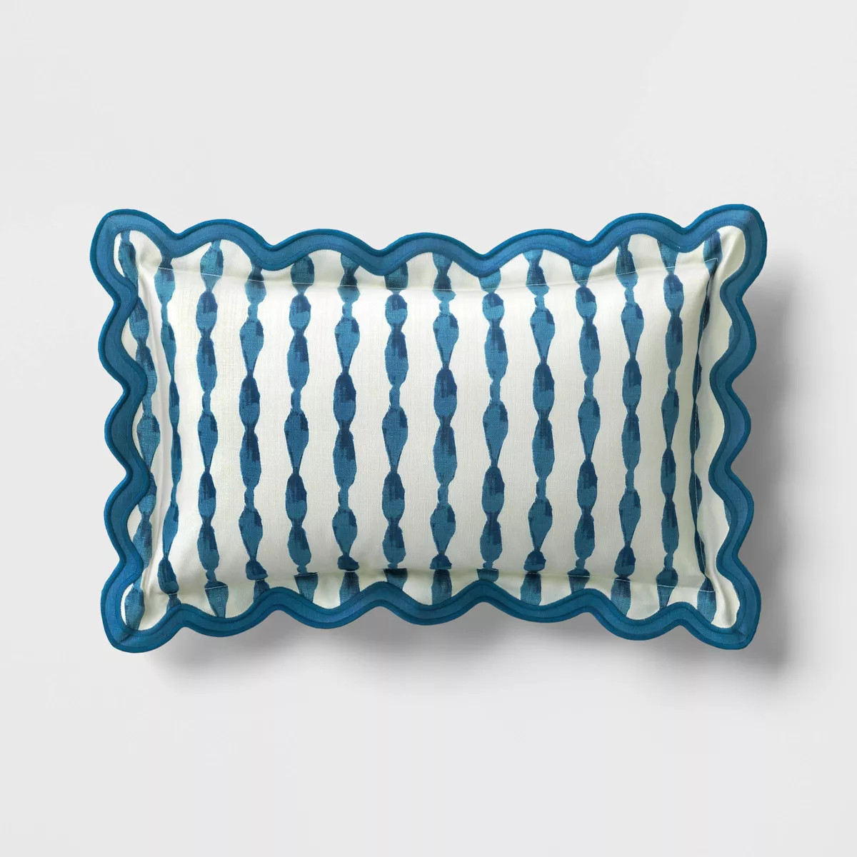 20"x12" Scalloped Outdoor Lumbar Pillow Blue Stripe - Threshold™ | Target
