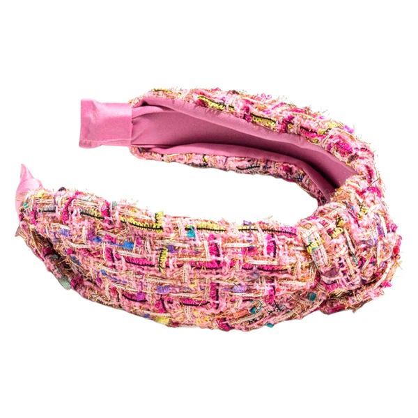 Pink Metallic Tweed Headband | James Ascher