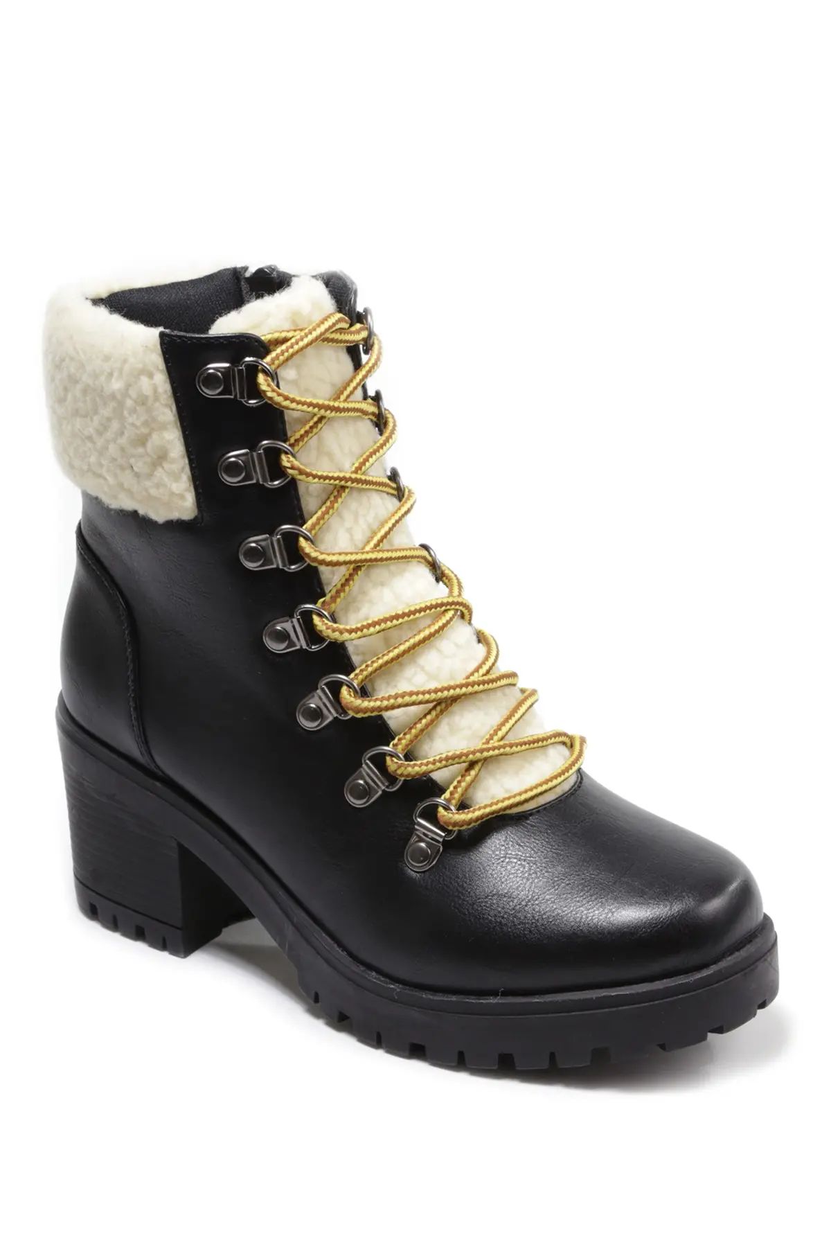 Catherine Catherine Malandrino Polar Faux Shearling Lined Chunky Heel Bootie at Nordstrom Rack | Nordstrom Rack