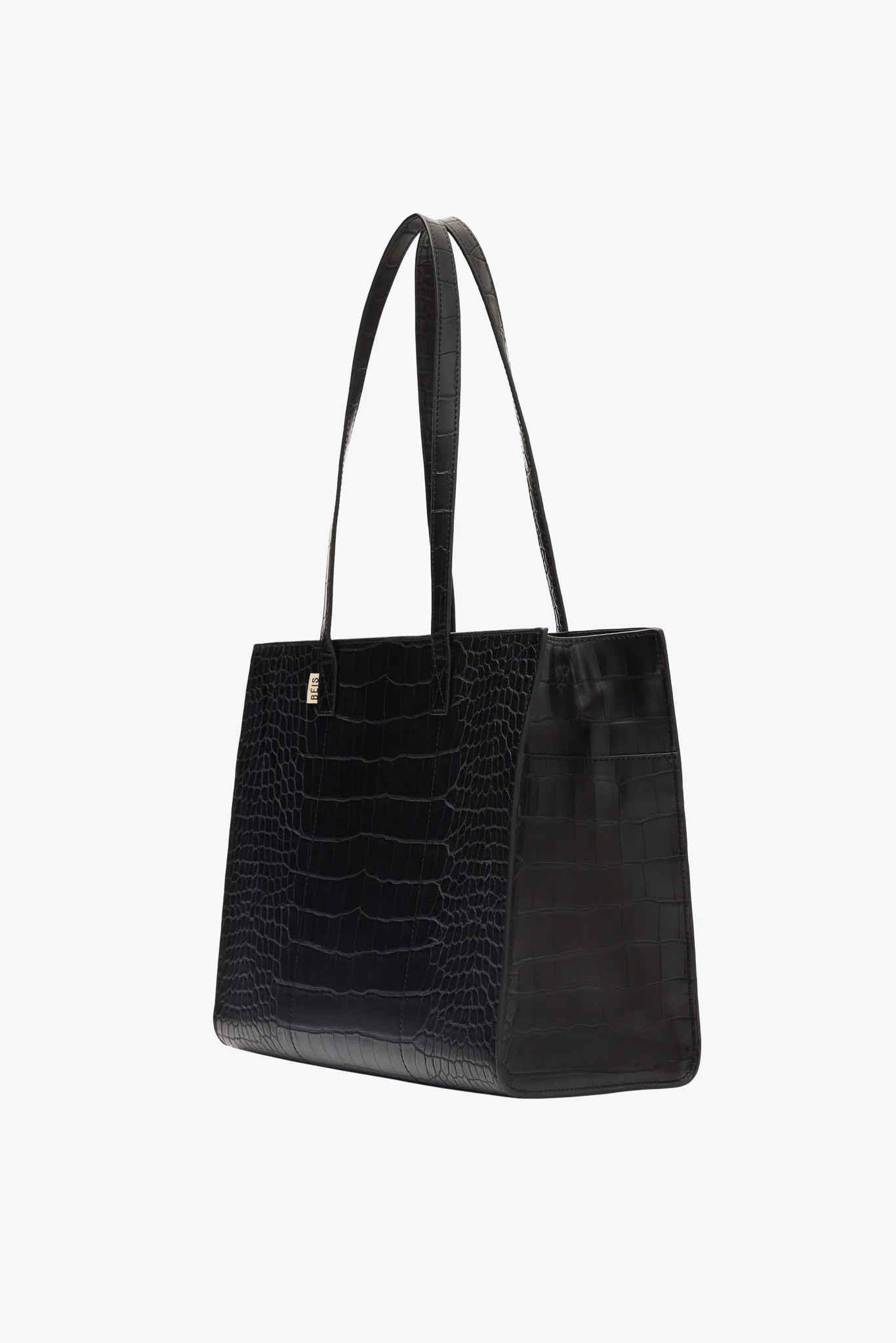 BÉIS 'The Work Tote' in Black Croc - Designer Laptop Tote Bag & Office Work Tote | BEIS