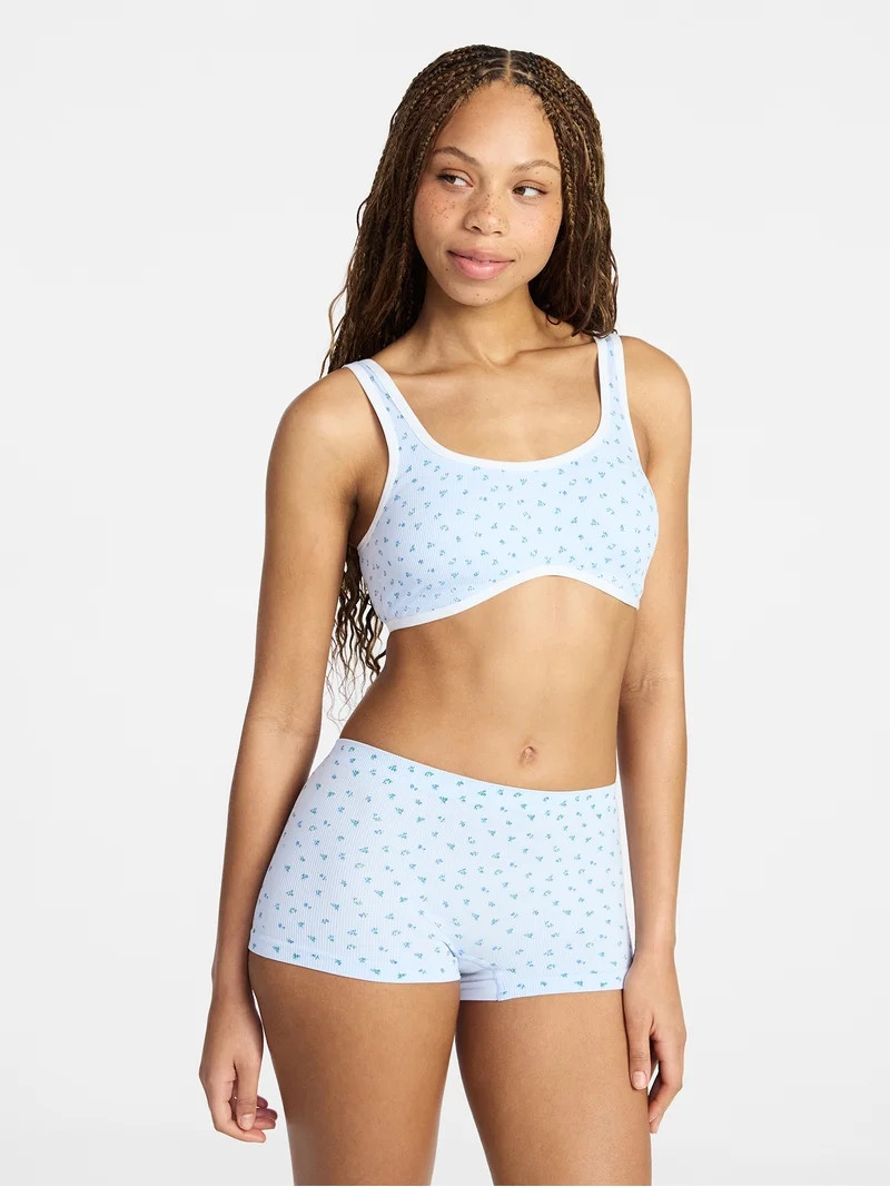 No Boundaries Seamless Scoop Neck Bralette & Boyshort Set, 2-Piece, Women's XS-XXXL | Walmart (US)