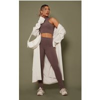 Brown Wide Rib High Waisted Leggings | PrettyLittleThing UK