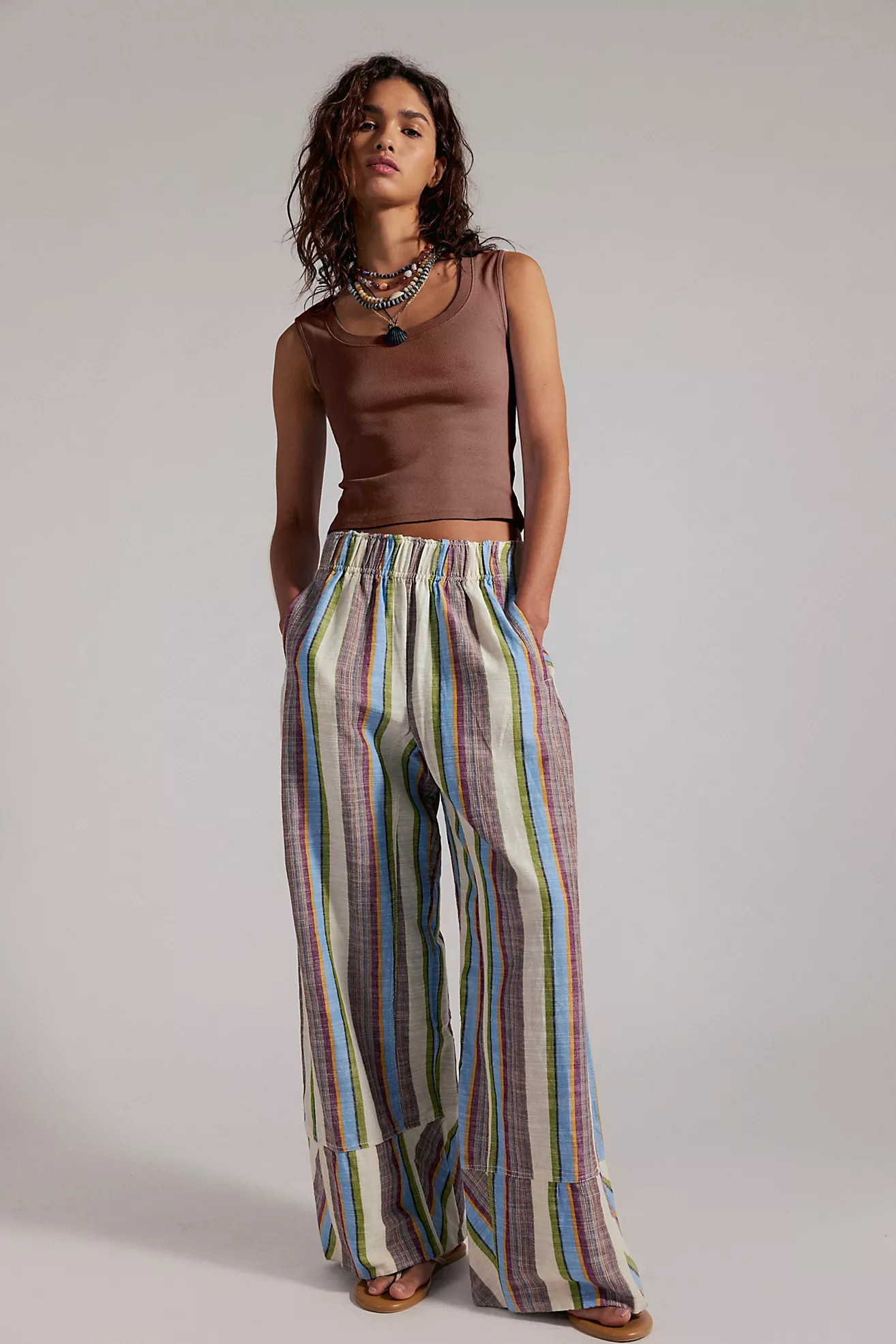 Day's End Linen Striped Pull-On Pants | Free People (Global - UK&FR Excluded)