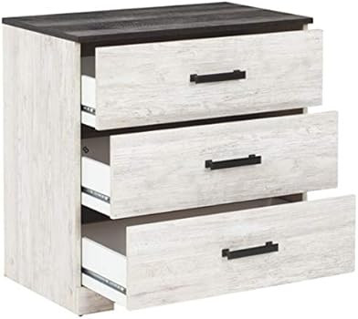 Signature Design by Ashley Shawburn Farmhouse 3 Drawer Chest of Drawers, White & Dark Gray | Amazon (US)