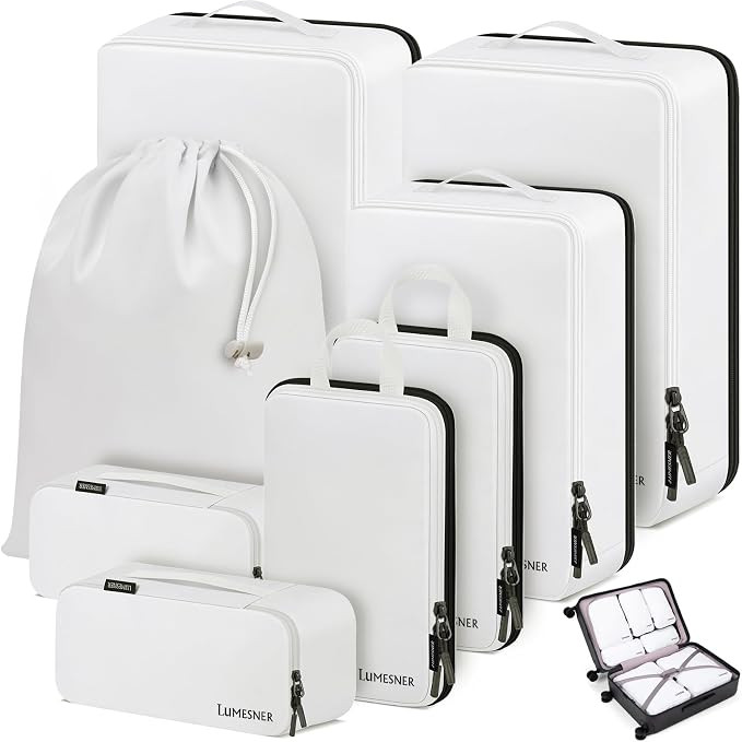 Compression Packing Cubes, Lumesner 8 Set Travel Essentials Packing Cubes for Carry on Suitcases,... | Amazon (UK)