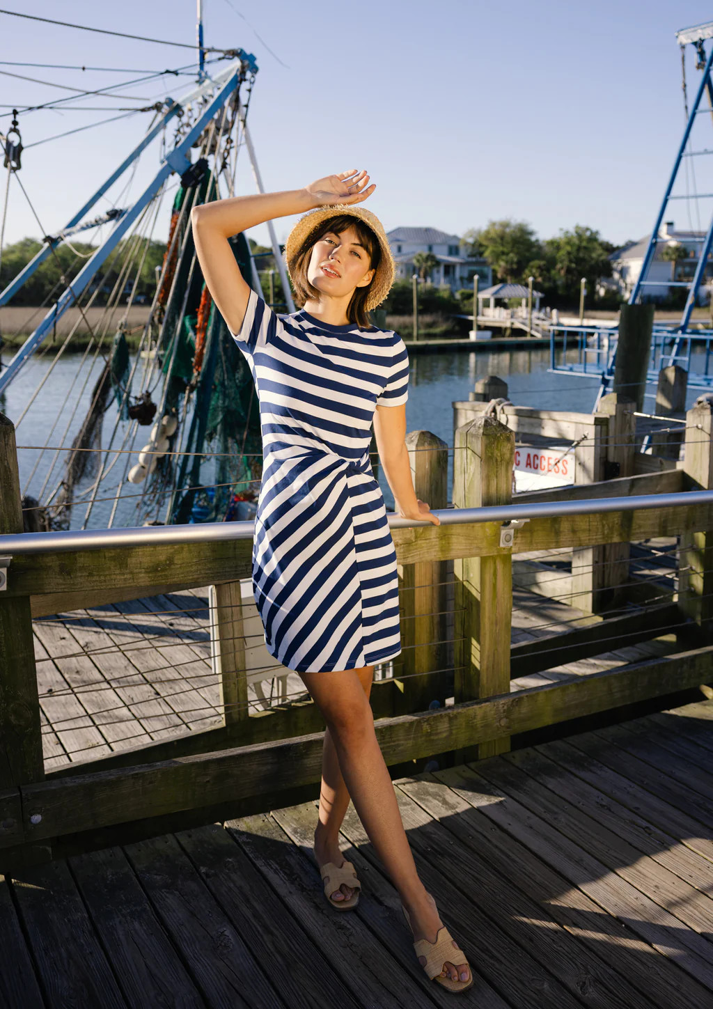 Lowen Dress in Royal Navy Stripe | Duffield Lane