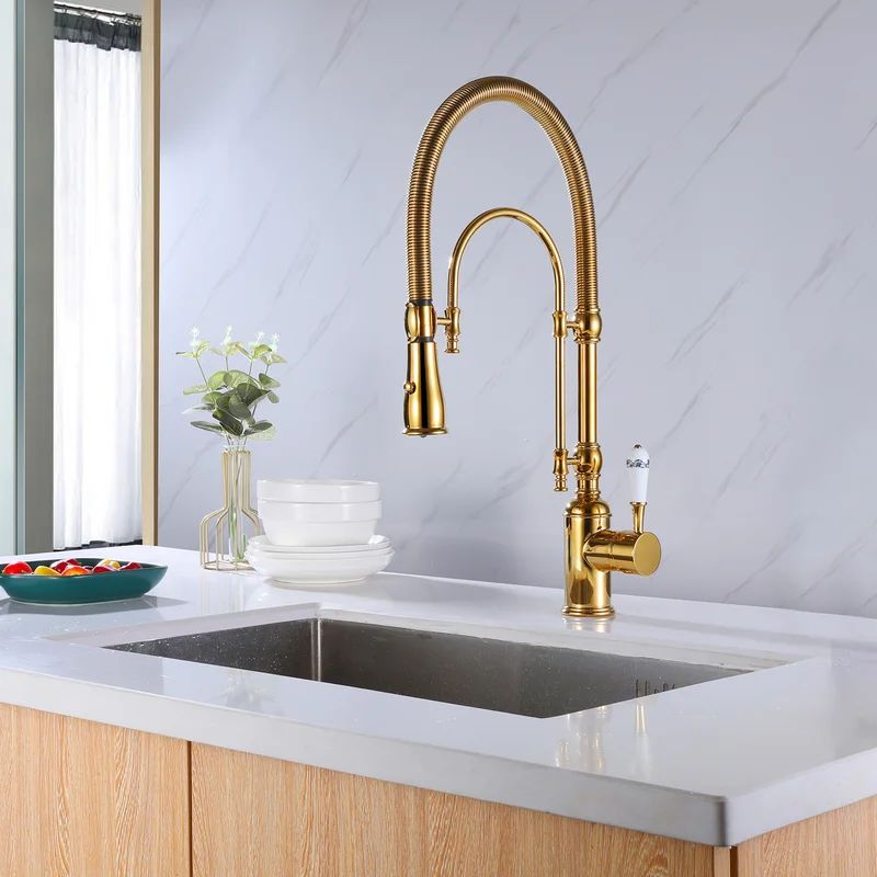 Pull Down Single Handle Kitchen Faucet | Wayfair Professional