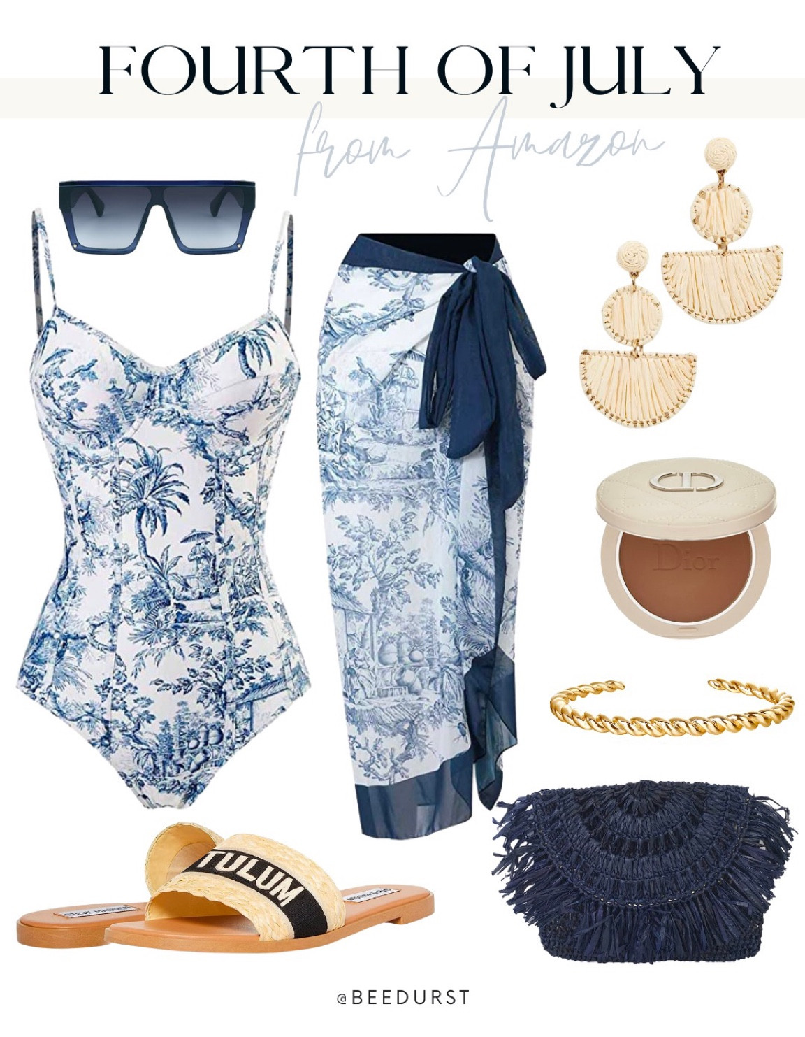 4th of July outfit from Amazon, Fourth of July outfit for women, 4th of July swim, subtle 4th of July look, swimsuit, swimwear, summer outfit, vacation outfit, one piece bathing suit, raffia clutch, sunglasses

#LTKitbag #LTKshoecrush #LTKunder50