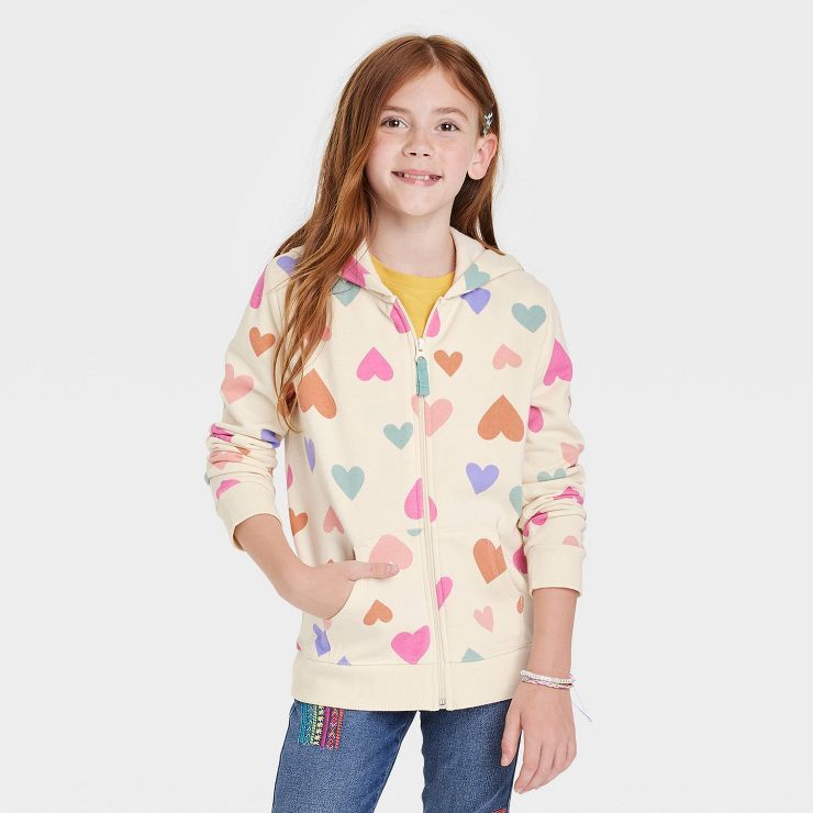 Girls' Printed Zip-Up Fleece Hoodie - Cat & Jack™ | Target