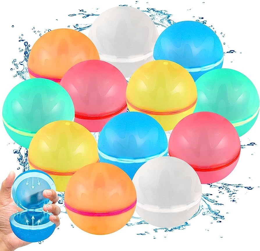 SCUATANBE 12PCS Reusable Magnetic Water Balloons, Self-Sealing Quick Fill Water Bomb Outdoor Toys... | Amazon (US)