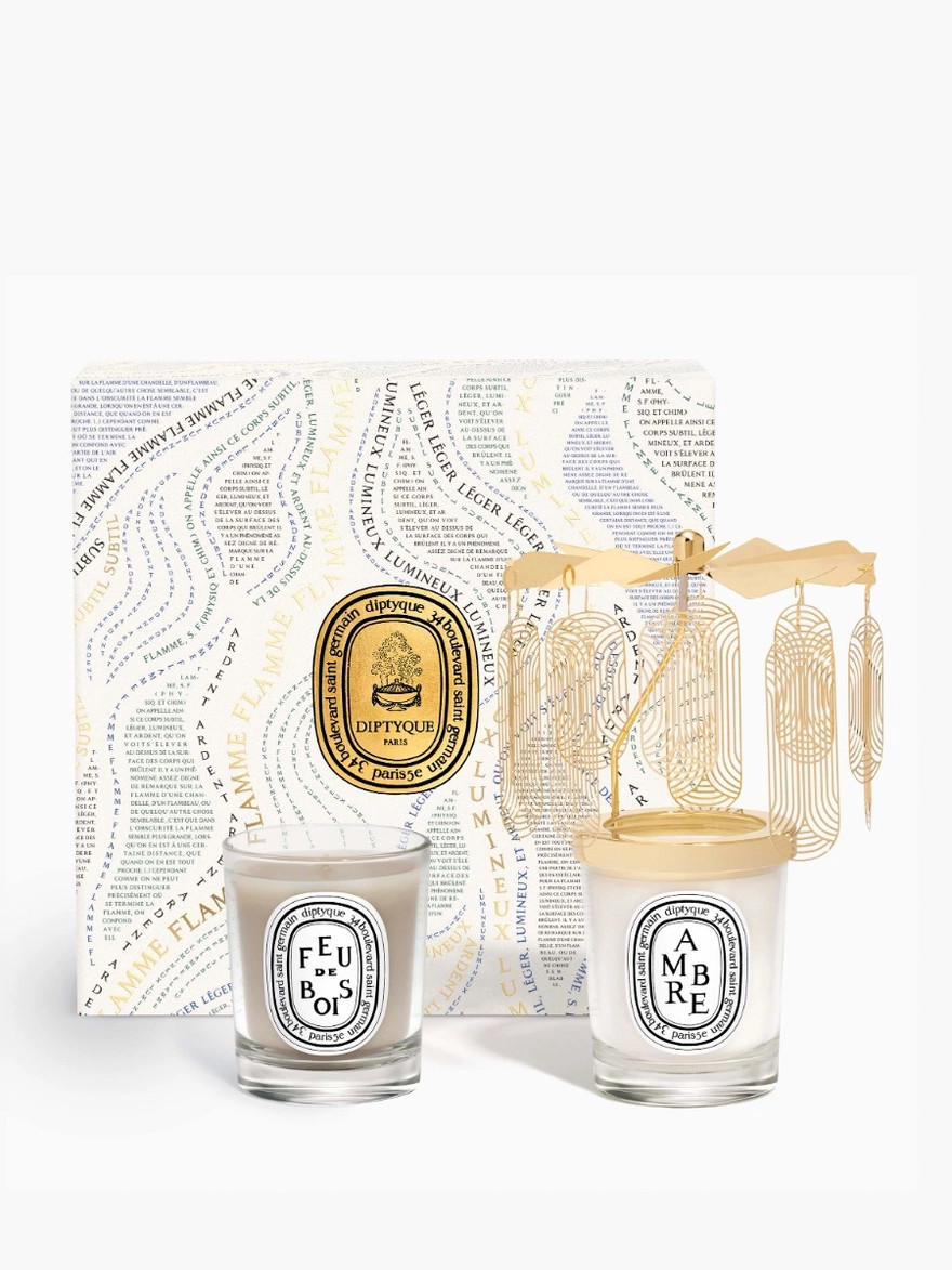 Holiday Carousel - Ambre (Amber) & Feu de Bois (Wood Fire) small candle set Small | Diptyque Pari... | diptyque (US)