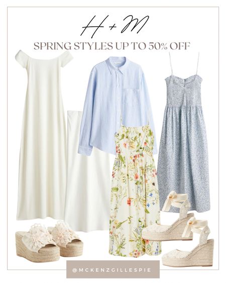 Loving these H+M sale finds for spring and summer! These pretty sun dresses would be perfect for Easter too! Pair with these wedges for a cute spring look. All pieces are 50% off! 

#LTKfindsunder100 #LTKstyletip #LTKsalealert