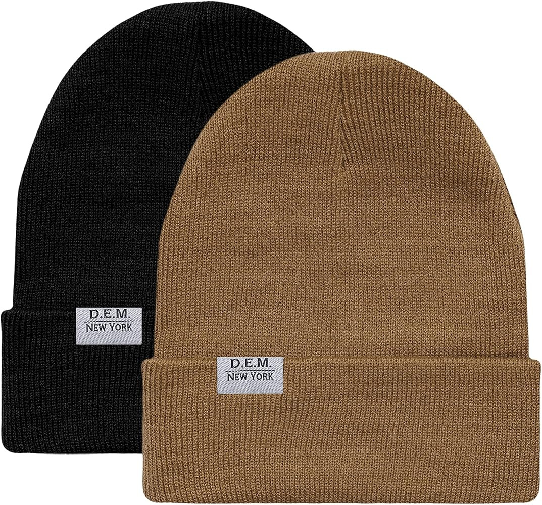 D.E.M. New York Unisex Beanie Hats - 2 Pack- Hat for Men & Women - Skull Caps Knit Beanie for Win... | Amazon (US)